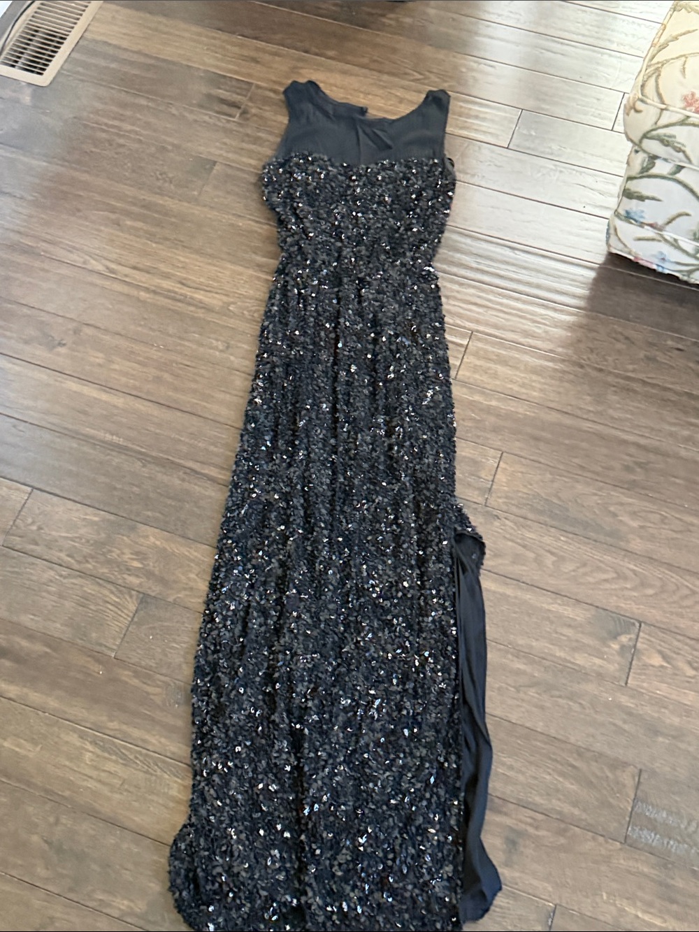 St. John Black Sequin Evening Gown